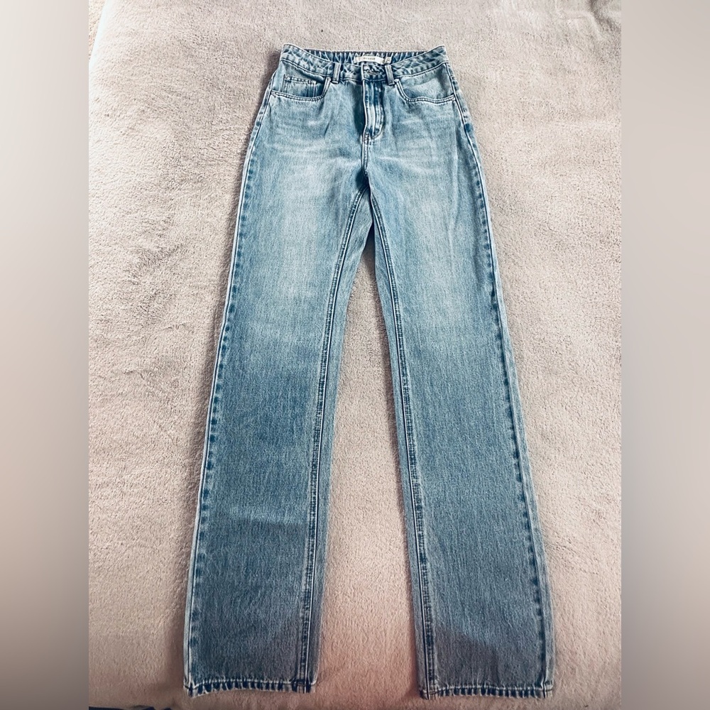 Gestuz Womens Blue Cotton Denim High-Rise Five Pocket Straght Leg Jeans Size 27